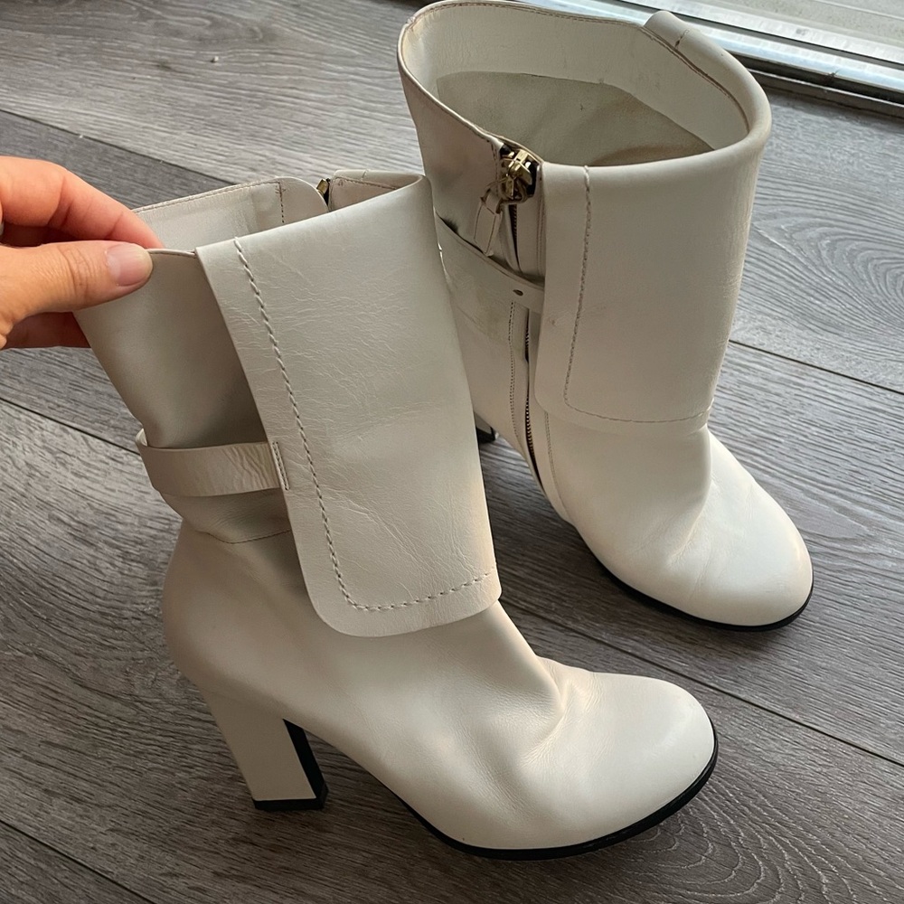 Jil Sander White Biker Boots